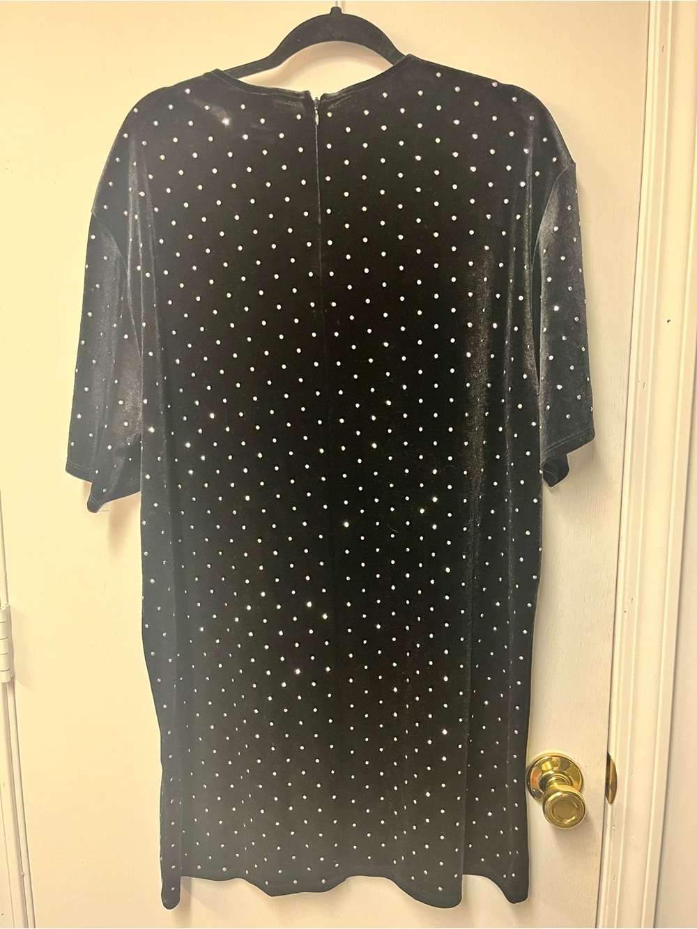 H&M Black Velvet Rhinestone Mini Dress | Size Large - Picture 3 of 4